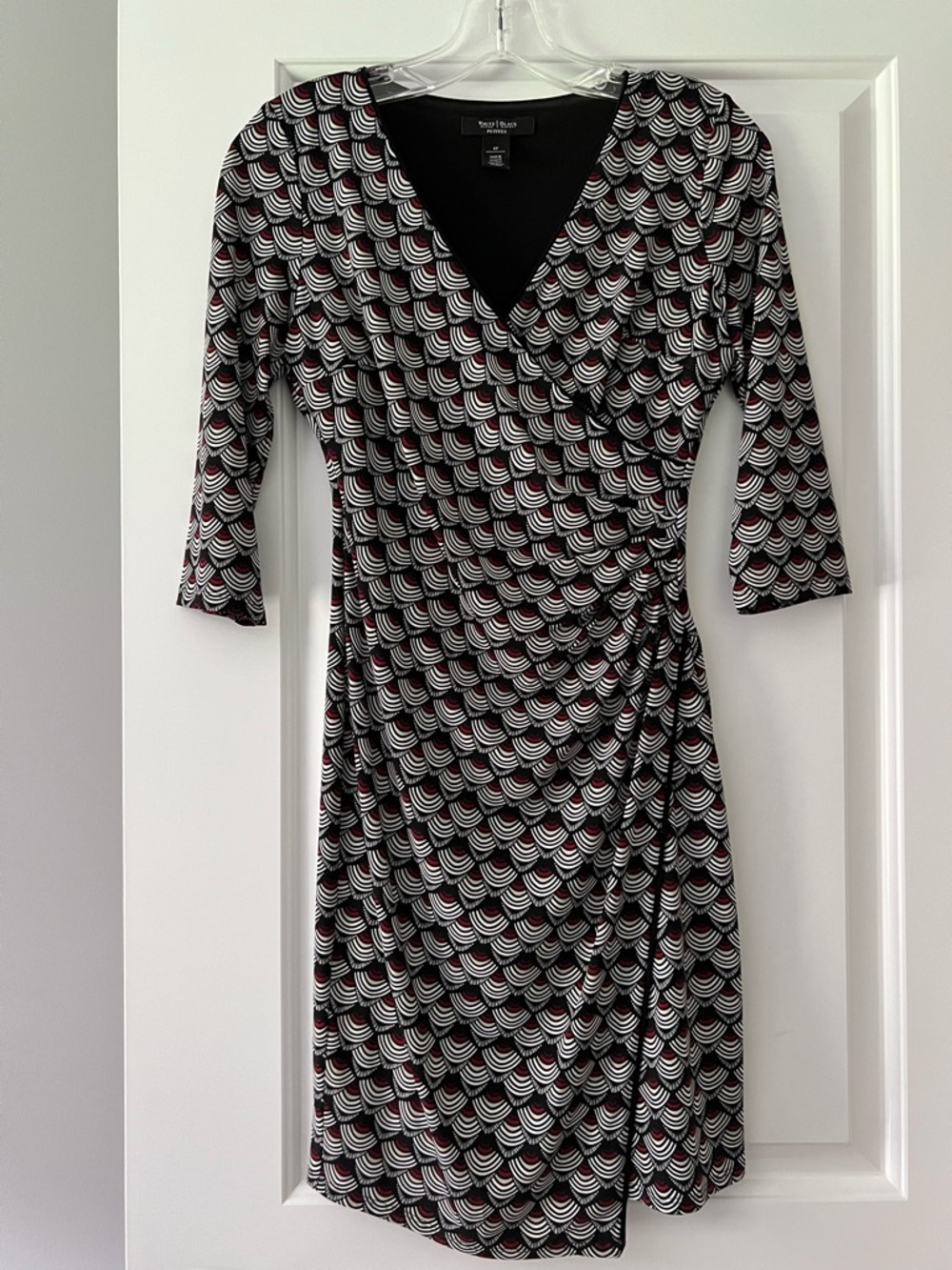 White House Black Market - Black Retro-Print Wrap Dress